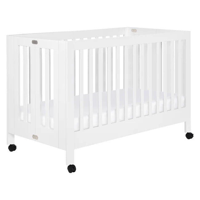 MAKI PORTABLE FOLDING CRIB WITH TODDLER BED CONVERSION KIT - WHITE