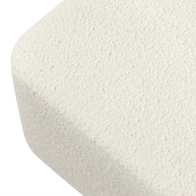 KIWI GLIDING OTTOMAN - Ivory Boucle with Gold Base