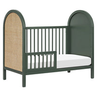 BONDI 3-IN-1 CONVERTIBLE CRIB WITH TODDER CONVERSION KIT - FOREST GREEN WITH NATURAL CANE
