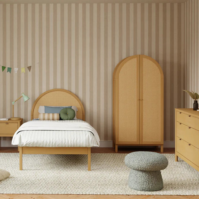 BONDI CANE ASSEMBLED ARMOIRE - HONEY