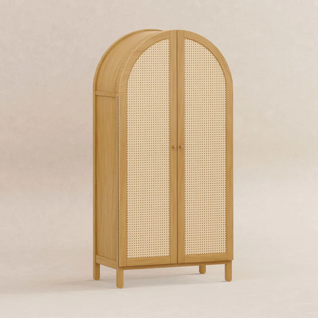 BONDI CANE ASSEMBLED ARMOIRE - HONEY