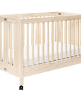 MAKI PORTABLE FOLDING CRIB WITH TODDLER BED CONVERSION KIT - WASHED NATURAL