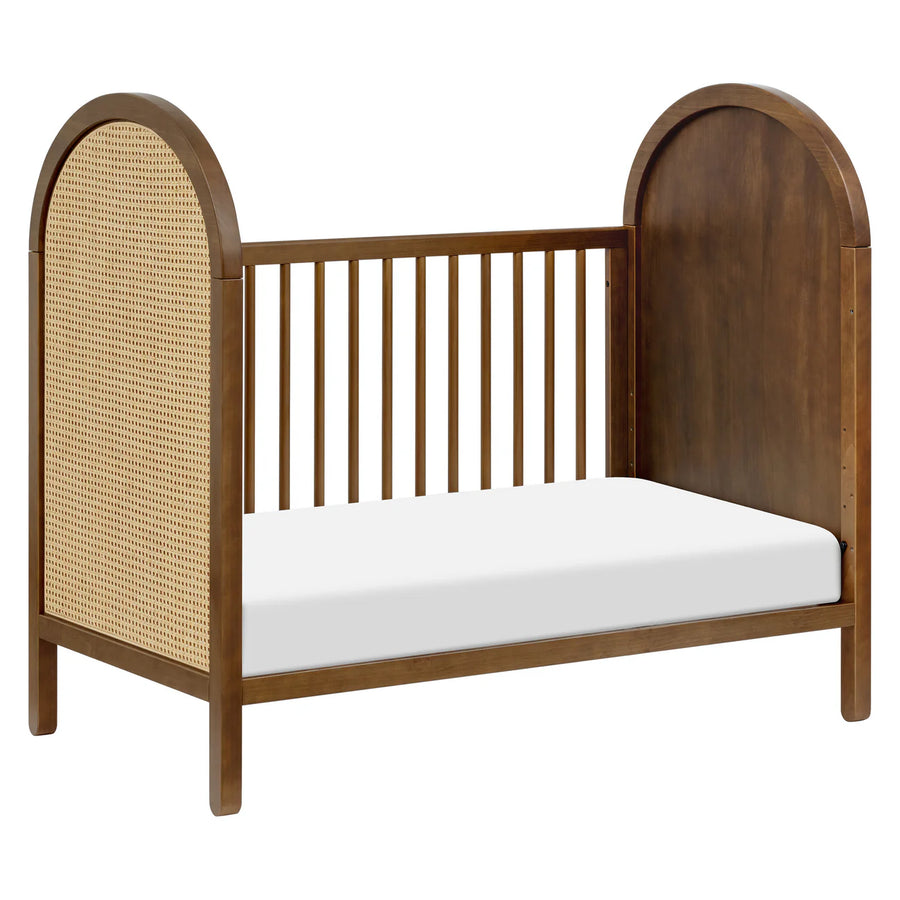 BONDI 3-IN-1 CONVERTIBLE CRIB WITH TODDER CONVERSION KIT - NATURAL WALNUT WITH NATURAL CANE
