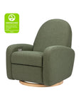 NAMI ELECTRONIC RECLINER AND SWIVEL GLIDER RECLINER WITH USB PORT - OLIVE BOUCLE WITH LIGHT WOOD BASE