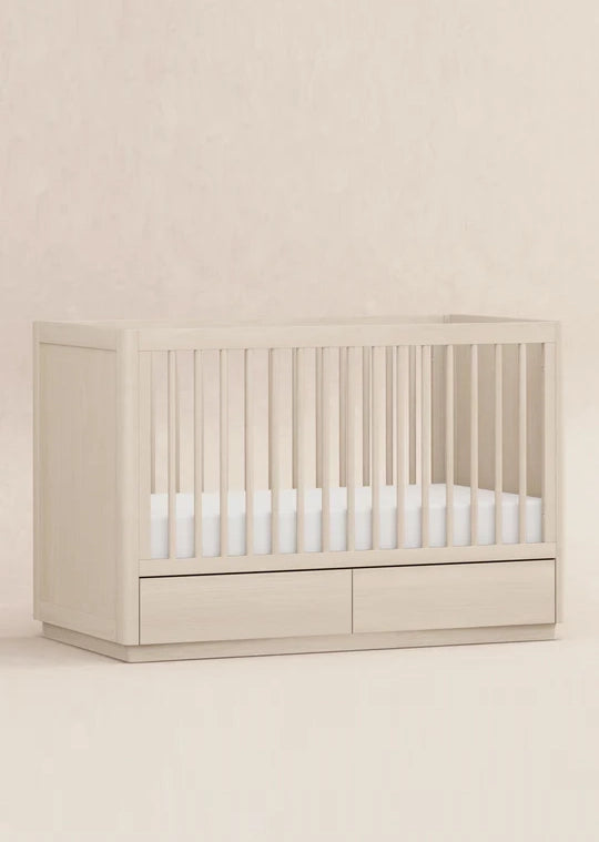 3-in-1 Convertible Storage Crib with Toddler Bed Conversion Kit - WASHED NATURAL