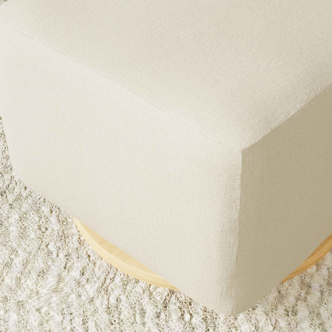 KIWI GLIDING OTTOMAN - Performance Cream Eco-Weave with Light Wood Base