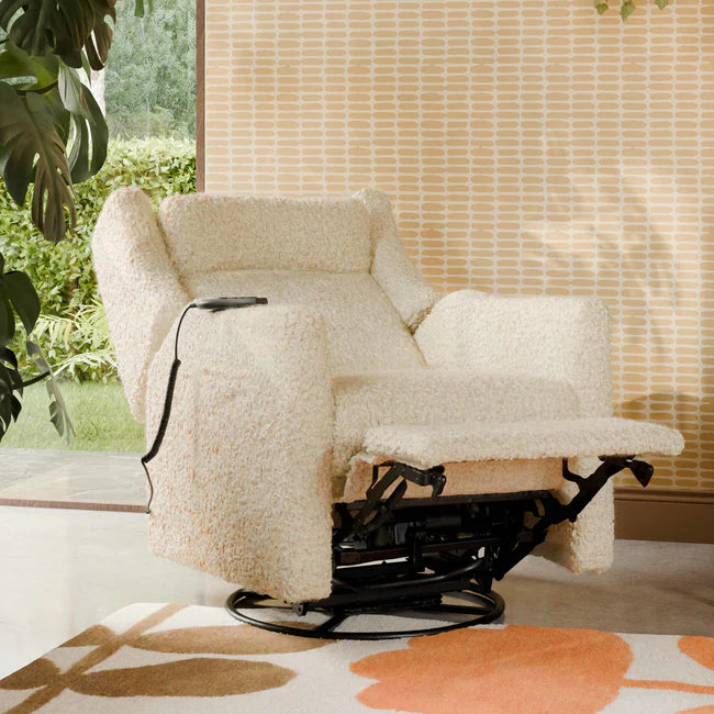 KIWI DELUXE POWER RECLINER AND SWIVEL GLIDER with Heat and Massage - ALMOND TEDDY LOOP