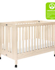 MAKI PORTABLE FOLDING CRIB WITH TODDLER BED CONVERSION KIT - WASHED NATURAL