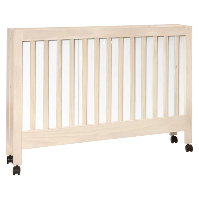 MAKI PORTABLE FOLDING CRIB WITH TODDLER BED CONVERSION KIT - WASHED NATURAL