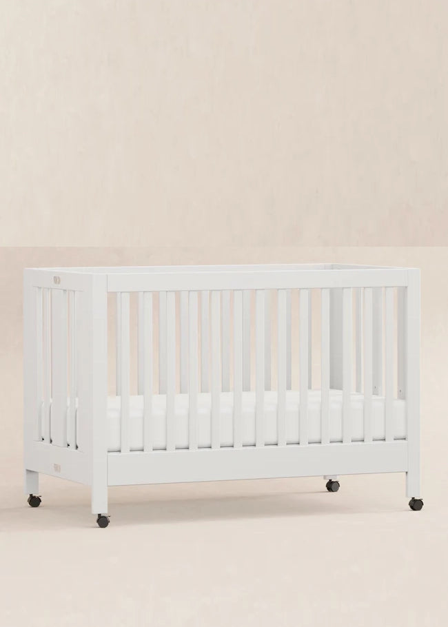 MAKI PORTABLE FOLDING CRIB WITH TODDLER BED CONVERSION KIT - WHITE