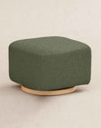 KIWI GLIDING OTTOMAN - Olive Boucle with Light Wood Base