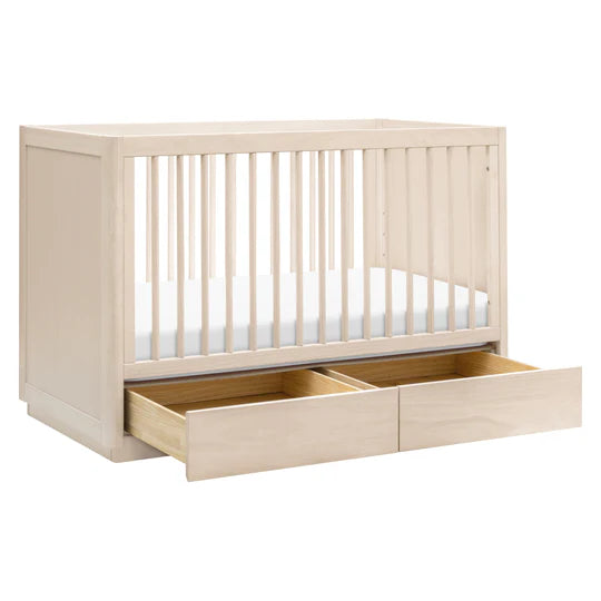 3-in-1 Convertible Storage Crib with Toddler Bed Conversion Kit - WASHED NATURAL