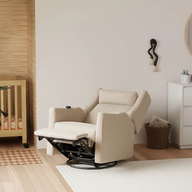 KIWI DELUXE POWER RECLINER AND SWIVEL GLIDER with Heat and Massage - ALMOND TEDDY LOOP