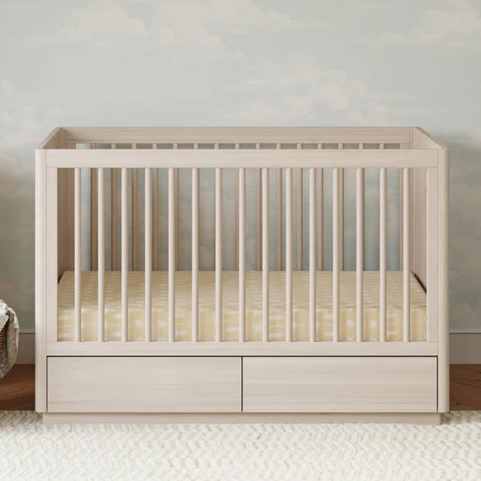 3-in-1 Convertible Storage Crib with Toddler Bed Conversion Kit - WASHED NATURAL