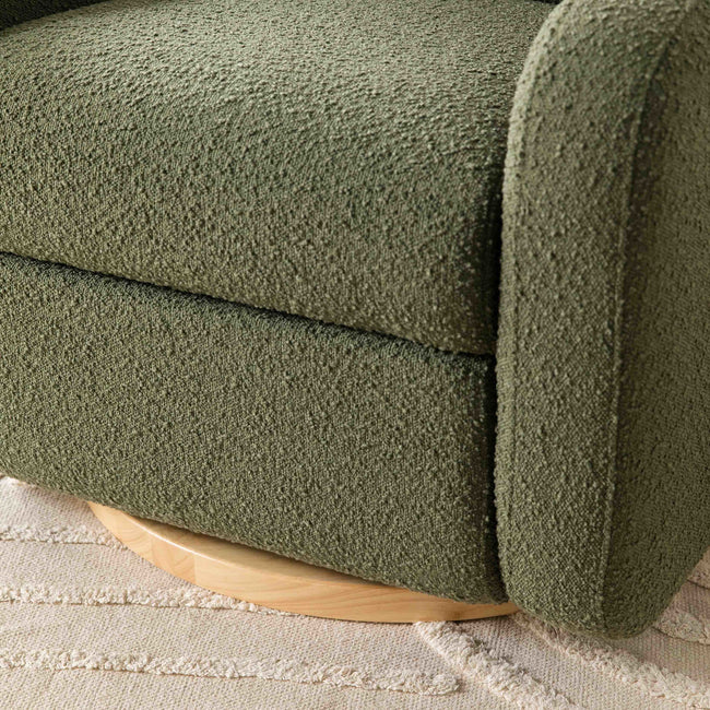 NAMI ELECTRONIC RECLINER AND SWIVEL GLIDER RECLINER WITH USB PORT - OLIVE BOUCLE WITH LIGHT WOOD BASE