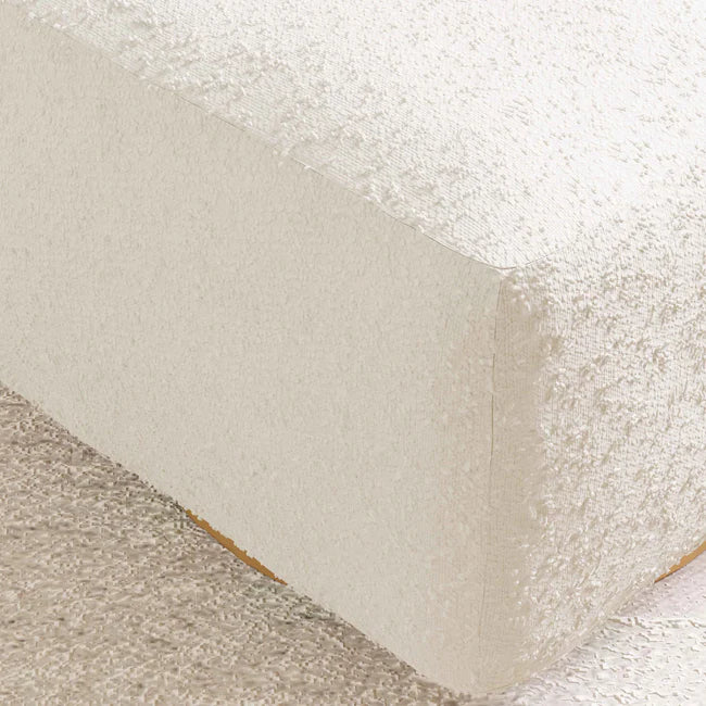 KIWI GLIDING OTTOMAN - Ivory Boucle with Gold Base