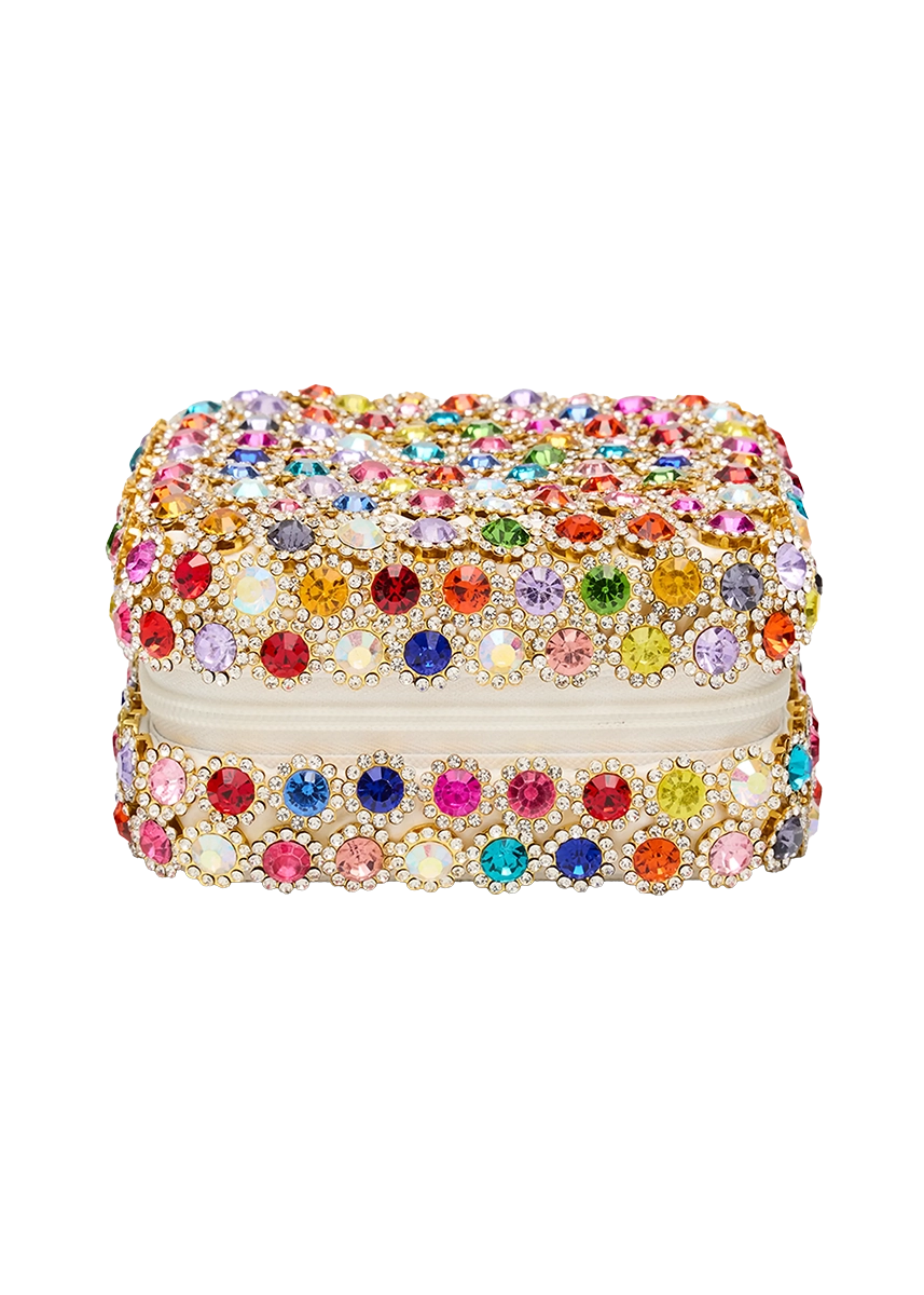 Multicolored jeweled box on a white background