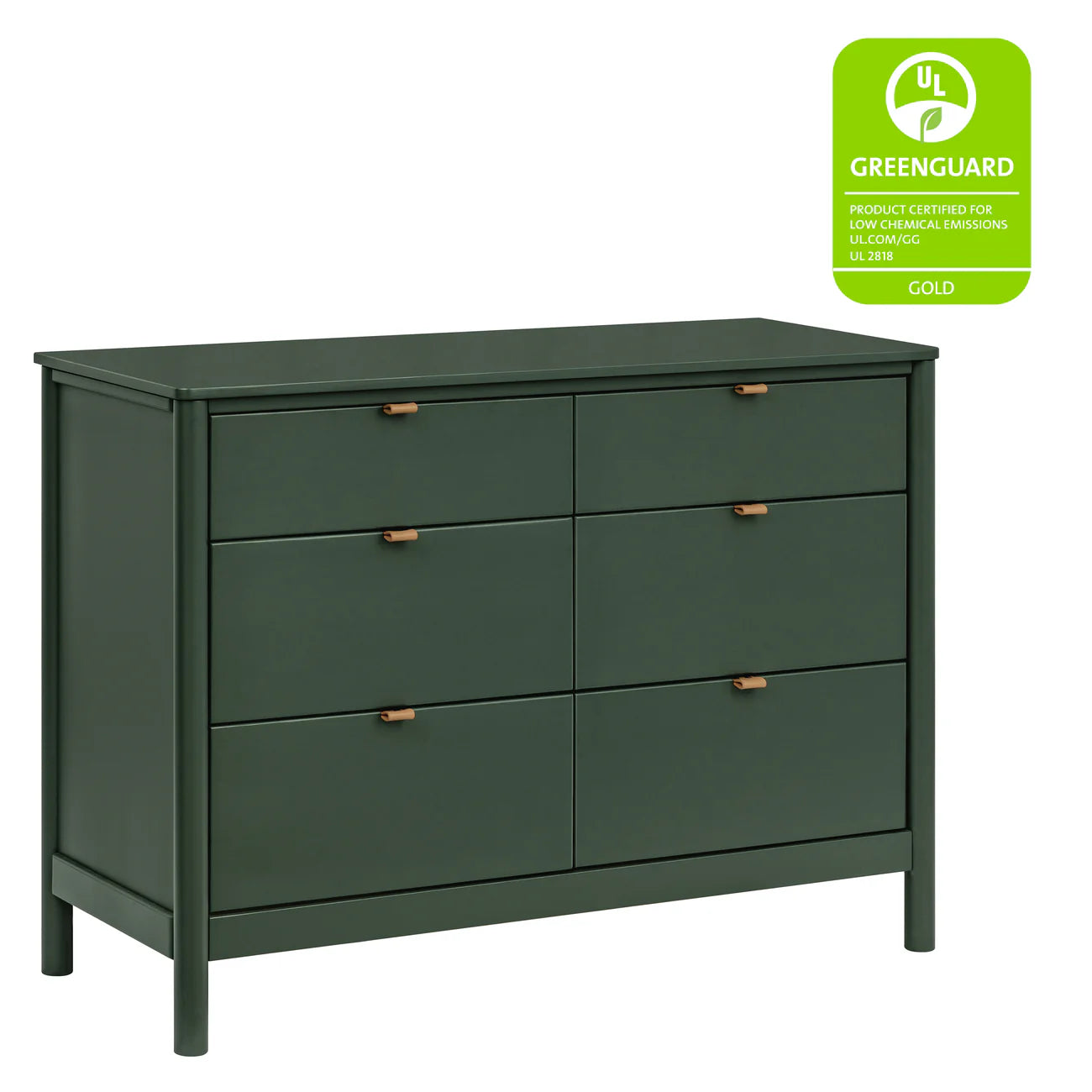 BONDI 6 DRAWER ASSEMBLED DRESSER - FOREST GREEN