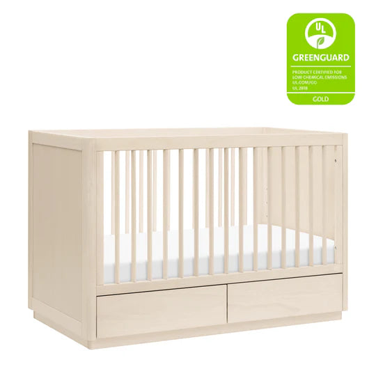 3-in-1 Convertible Storage Crib with Toddler Bed Conversion Kit - WASHED NATURAL