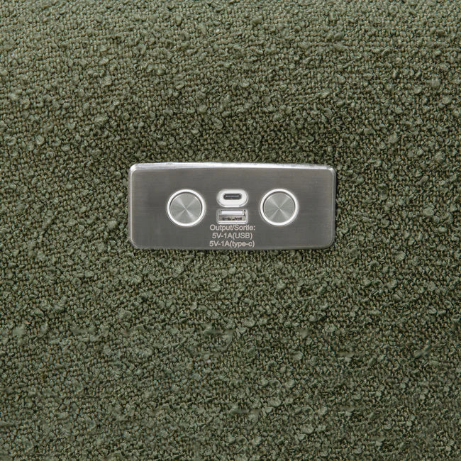 KIWI ELECTRONIC RECLINER AND SWIVEL GLIDER with USB port - OLIVE BOUCLE