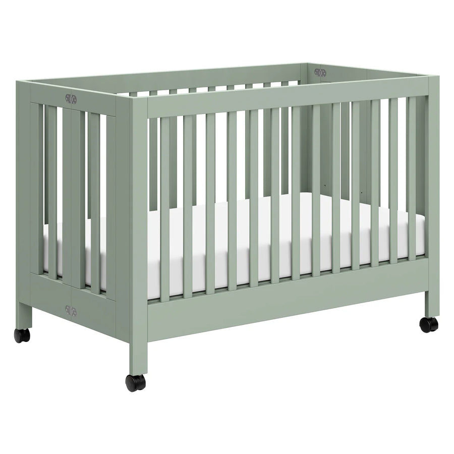MAKI PORTABLE FOLDING CRIB WITH TODDLER BED CONVERSION KIT - LIGHT SAGE