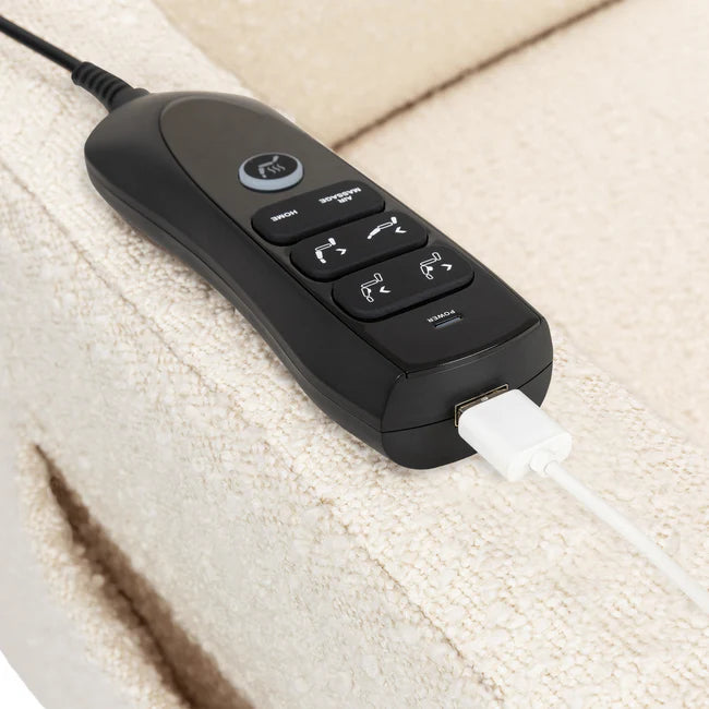 KIWI DELUXE POWER RECLINER AND SWIVEL GLIDER with Heat and Massage - PERFORMANCE IVORY BOUCLE