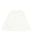 A long-sleeve crewneck shirt in a warm off-white or cream color, shown from the back on a clean, light gray background.