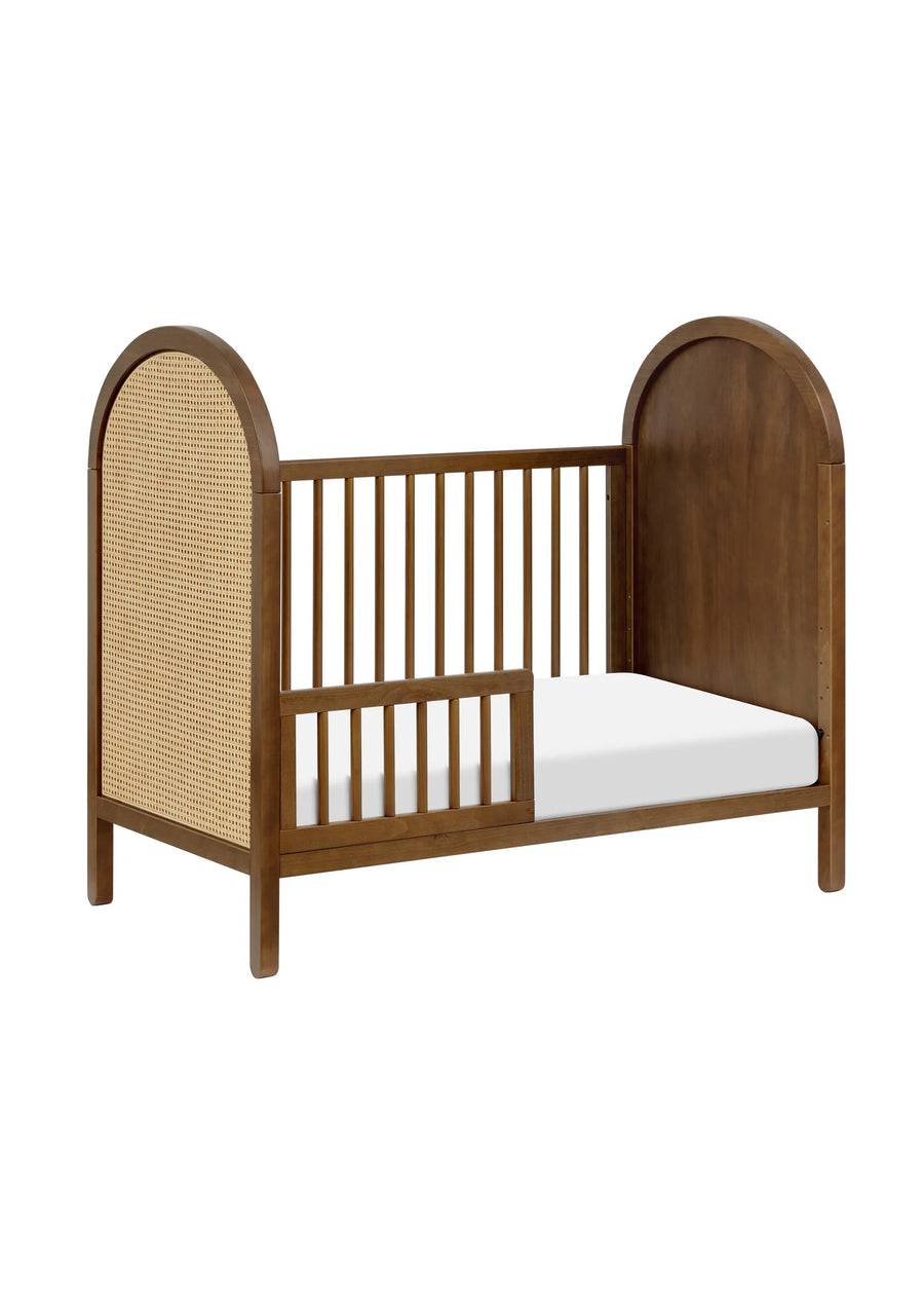 BONDI 3-IN-1 CONVERTIBLE CRIB WITH TODDER CONVERSION KIT - NATURAL WALNUT WITH NATURAL CANE
