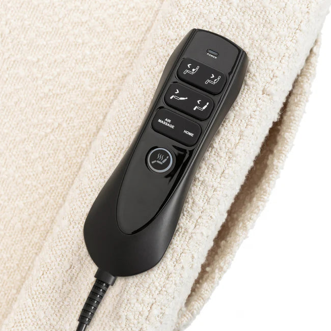 KIWI DELUXE POWER RECLINER AND SWIVEL GLIDER with Heat and Massage - PERFORMANCE IVORY BOUCLE
