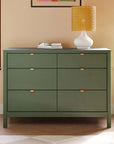 BONDI 6 DRAWER ASSEMBLED DRESSER - FOREST GREEN
