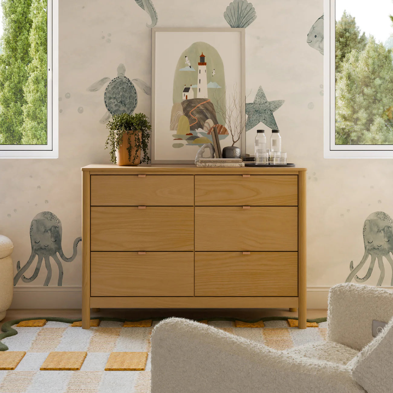 BONDI 6 DRAWER ASSEMBLED DRESSER - HONEY