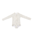 Floral-patterned long-sleeve swimsuit on a white background