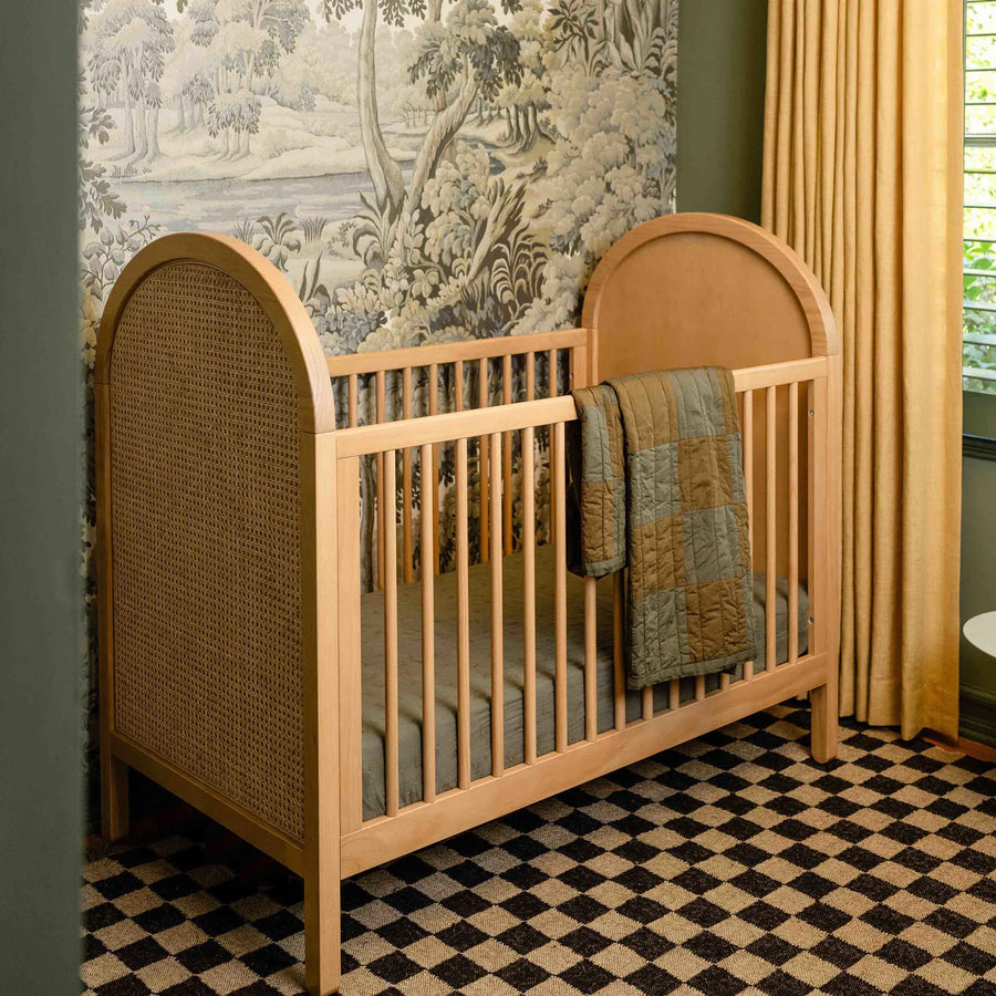 BONDI 3-IN-1 CONVERTIBLE CRIB WITH TODDER CONVERSION KIT - HONEY WITH NATURAL CANE