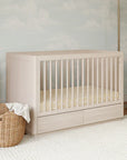 3-in-1 Convertible Storage Crib with Toddler Bed Conversion Kit - WASHED NATURAL
