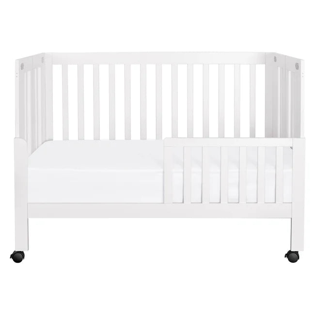 MAKI PORTABLE FOLDING CRIB WITH TODDLER BED CONVERSION KIT - WHITE