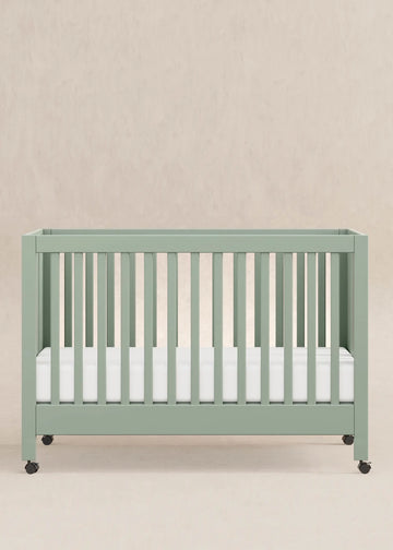 MAKI PORTABLE FOLDING CRIB WITH TODDLER BED CONVERSION KIT - LIGHT SAGE