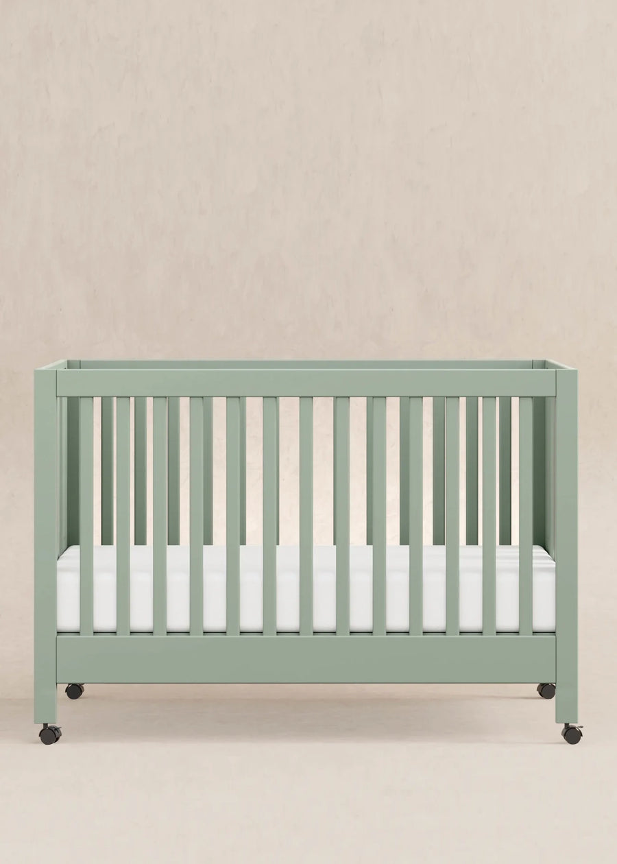 MAKI PORTABLE FOLDING CRIB WITH TODDLER BED CONVERSION KIT - LIGHT SAGE