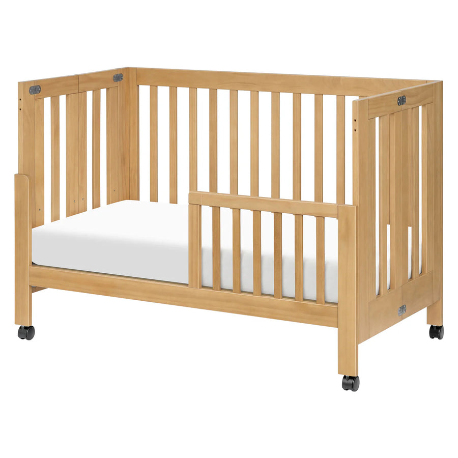MAKI PORTABLE FOLDING CRIB WITH TODDLER BED CONVERSION KIT - HONEY