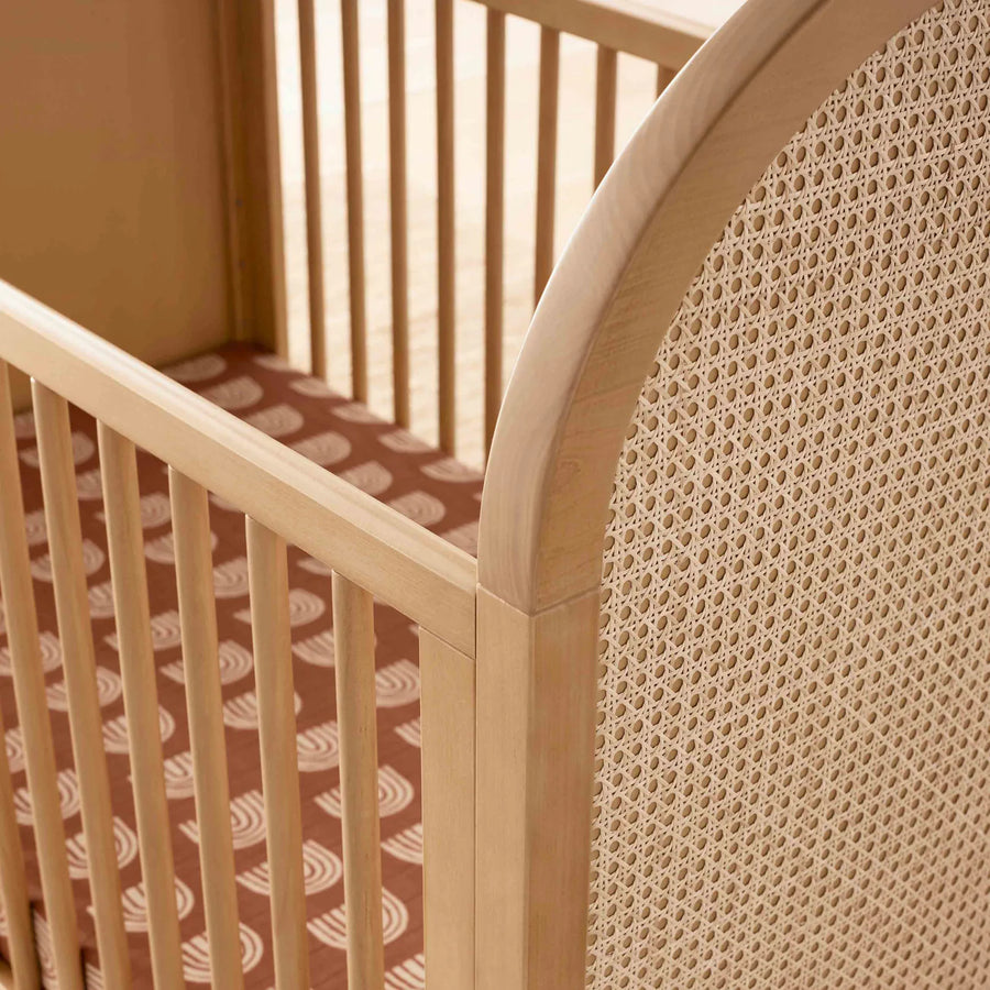 BONDI 3-IN-1 CONVERTIBLE CRIB WITH TODDER CONVERSION KIT - HONEY WITH NATURAL CANE