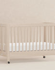 MAKI PORTABLE FOLDING CRIB WITH TODDLER BED CONVERSION KIT - WASHED NATURAL
