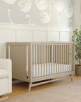 PEGGY 3 IN 1 CONVERTIBLE CRIB WITH TODDLER BED CONVERTIBLE KIT - TAUPE