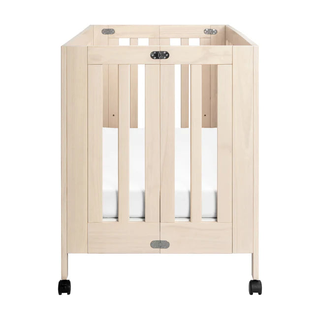MAKI PORTABLE FOLDING CRIB WITH TODDLER BED CONVERSION KIT - WASHED NATURAL