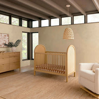 BONDI 3-IN-1 CONVERTIBLE CRIB WITH TODDER CONVERSION KIT - HONEY WITH NATURAL CANE