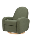 NAMI ELECTRONIC RECLINER AND SWIVEL GLIDER RECLINER WITH USB PORT - OLIVE BOUCLE WITH LIGHT WOOD BASE
