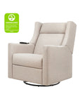Beige recliner chair with a Greenguard label on a white background