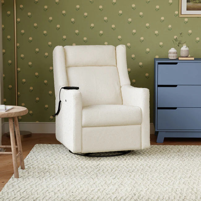 KIWI DELUXE POWER RECLINER AND SWIVEL GLIDER with Heat and Massage - PERFORMANCE IVORY BOUCLE