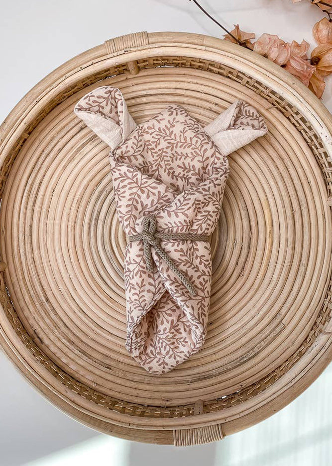 MUSLIN NEWBORN BEAR PILLOW - CREAM LEAVES