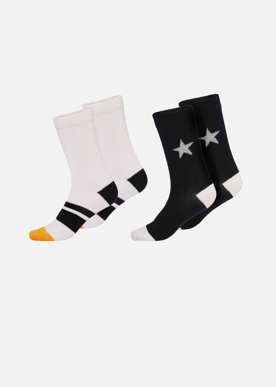 NITIS SOCKS 2 - PACK - BLACK/WHITE/ORANGE