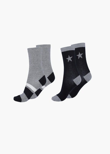 NITIS SOCKS 2 - PACK - NAVY/GREY STRIPE
