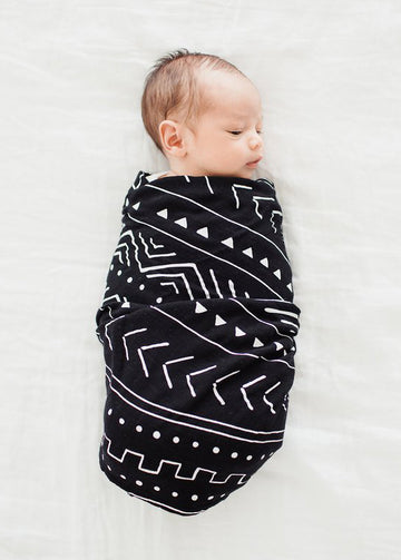 LUXE MUSLIN SWADDLE - BLACK MUDCLOTH